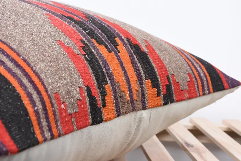 Pillow, Luxury Pillow Sham, Decorative Cushion Case, Ethnical Kilim Rug Pillow, 24x24 Brown Pillow Sham, Pillow for Sofa, Pillow for Couch - 7