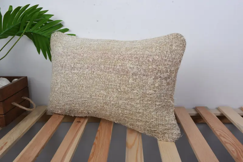 Pillow for Sofa, Interior Designer Pillow, Antique Pillows, 12x20 Beige Pillow, Handwoven Pillow Cover, Authentic Cushion Cover, Pillow Cover - 5