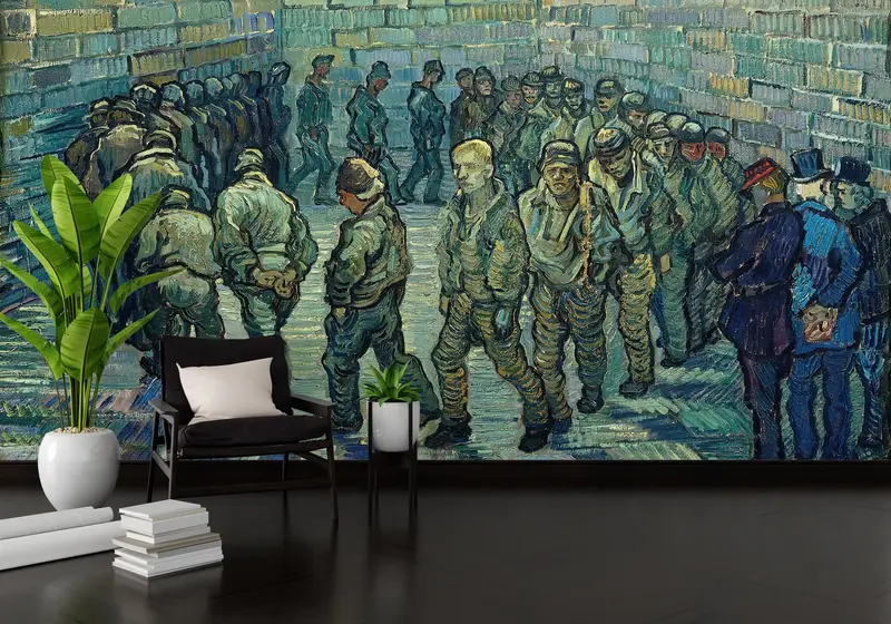 3d Wall Paper, Prisoners Exercising by Van Gogh, Wall Paper Peel and Stick, Custom Wall Paper, Oil Painting Print, - 7