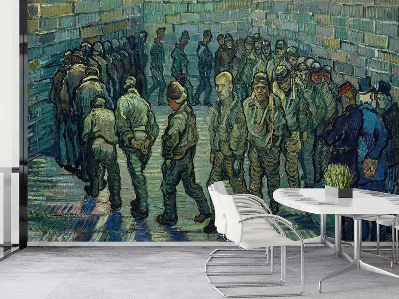 3d Wall Paper, Prisoners Exercising by Van Gogh, Wall Paper Peel and Stick, Custom Wall Paper, Oil Painting Print, - 4