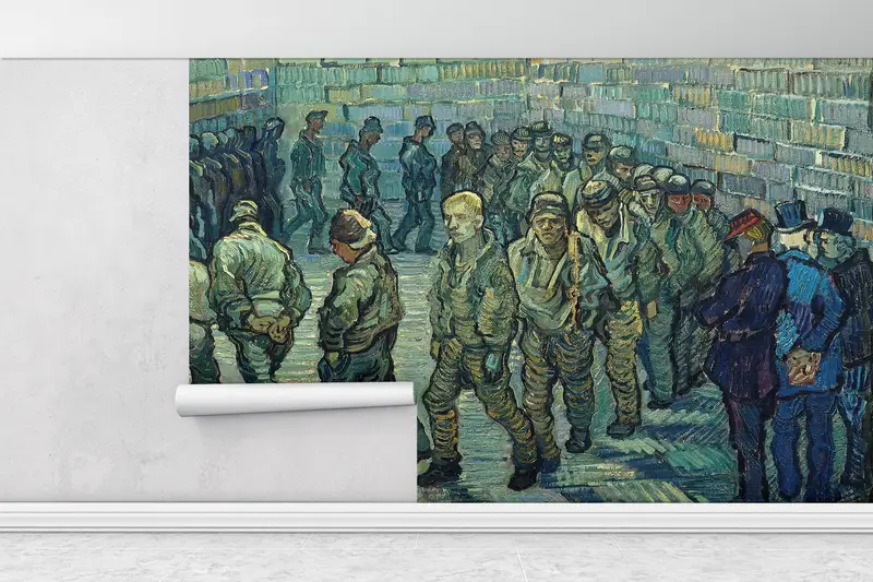 3d Wall Paper, Prisoners Exercising by Van Gogh, Wall Paper Peel and Stick, Custom Wall Paper, Oil Painting Print, - 9