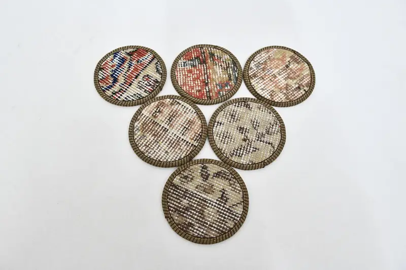 Bohemian Round Coasters, White and Red Coasters