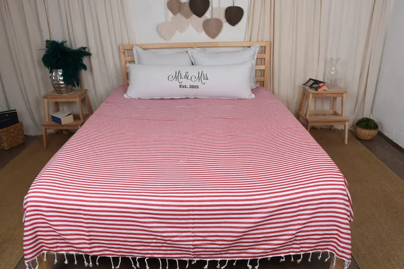 104x76 Cotton Striped Towel, Boyfriend Christmas Gift, Personalized Blanket, Family Gift Basket, Tablecloth, Organic Throw, Woven Throw Blanket - 8