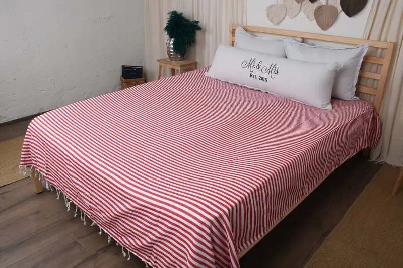 104x76 Cotton Striped Towel, Boyfriend Christmas Gift, Personalized Blanket, Family Gift Basket, Tablecloth, Organic Throw, Woven Throw Blanket - 6