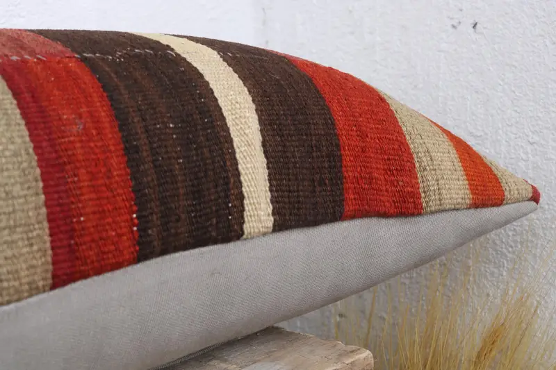 12x43 Red Pillow, Living Room Throw Pillow Case, Pillow Cover, Kilim Cushion Sham, Kilim Pillow Cover, Vintage Pillow, Natural Pillow Case - 6