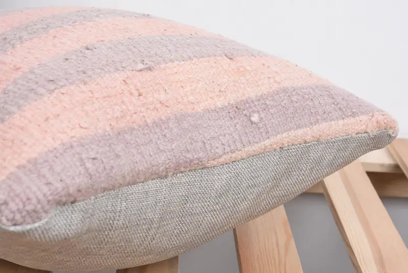 Kilim Cushion Sham, Aesthetic Cushion, Pillow for Sofa, 14x14 Pink Pillow Sham, Cushion Case, Farmhouse Pillow Case, Handmade Kilim Cushion - 7