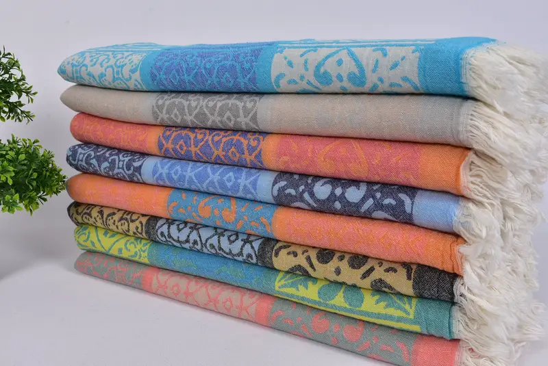 Turkish beach towel with fringe, Bachelorette Party Favors, Thin towel, Bachelorette Favor, Bachelor Gifts, 68x36 Cotton Floral Patterned Towel - 3