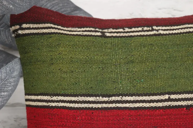Turkish Pillow, Turkish Kilim Pillow, Handmade Throw Pillow Case, 16x16 Green Cushion, Designer Throw Pillow Case, Vintage Pillow, Pillow Case - 2