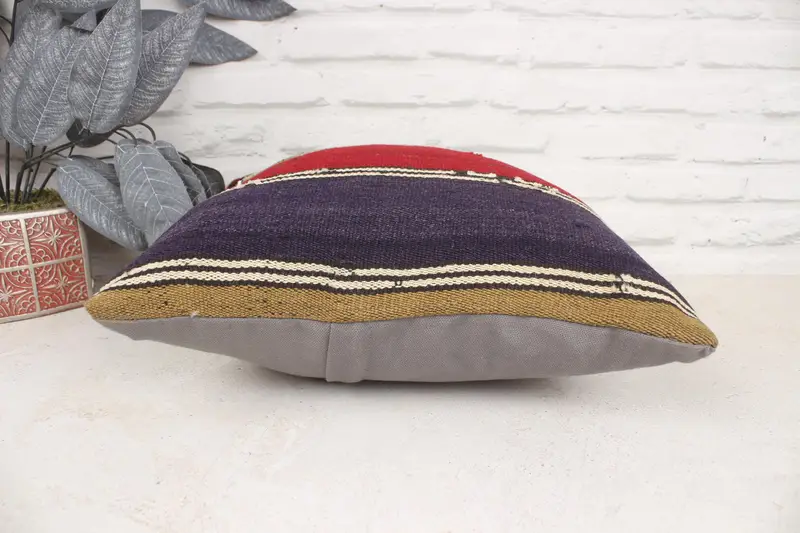 Turkish Pillow, Turkish Kilim Pillow, Handmade Throw Pillow Case, 16x16 Green Cushion, Designer Throw Pillow Case, Vintage Pillow, Pillow Case - 5