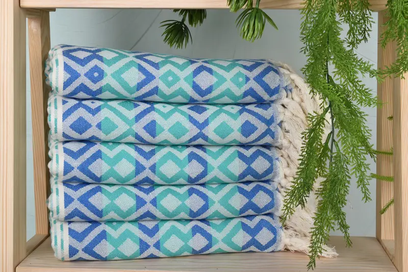 Organic cotton Turkish peshtemal towel, Quick-Dry Beach Towel, Travel towel, Home Decor Towel, 70x40 Cotton Diamond Towel, Absorbent Turkish towel - 3
