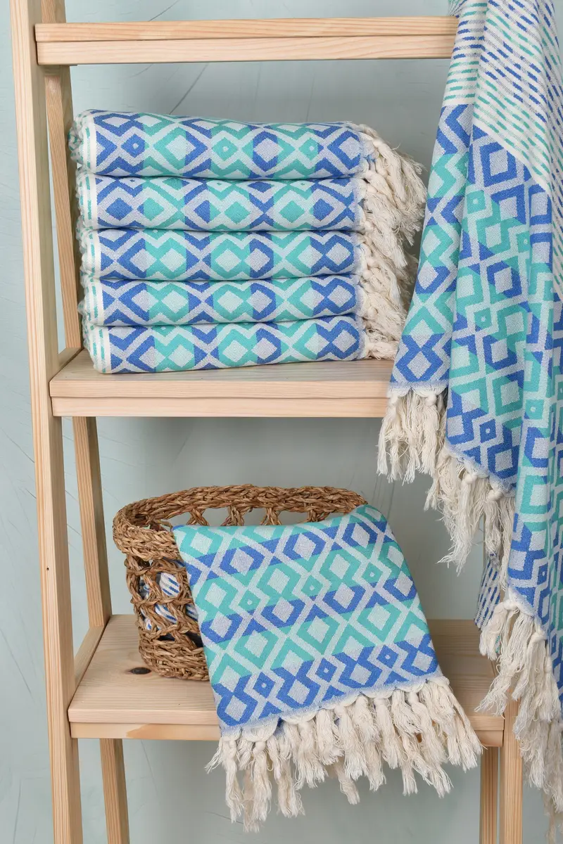 Organic cotton Turkish peshtemal towel, Quick-Dry Beach Towel, Travel towel, Home Decor Towel, 70x40 Cotton Diamond Towel, Absorbent Turkish towel - 4