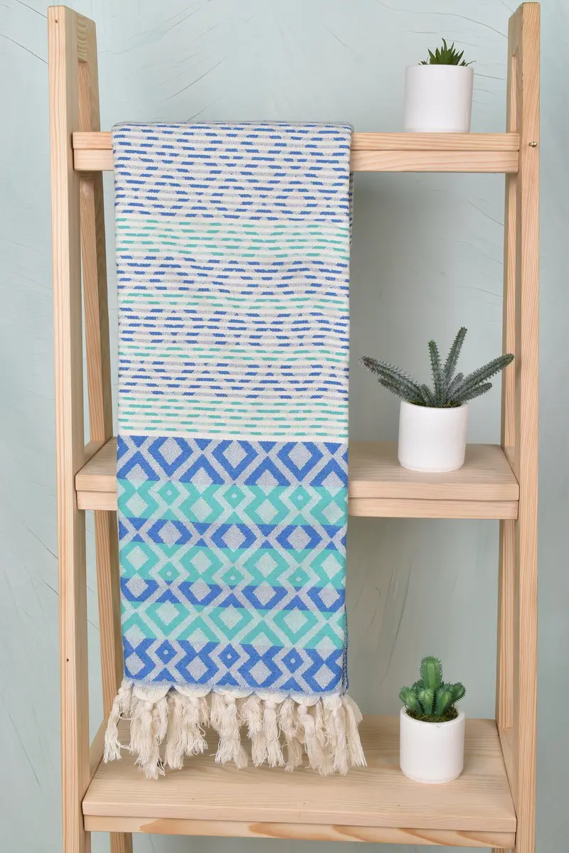 Organic cotton Turkish peshtemal towel, Quick-Dry Beach Towel, Travel towel, Home Decor Towel, 70x40 Cotton Diamond Towel, Absorbent Turkish towel - 1