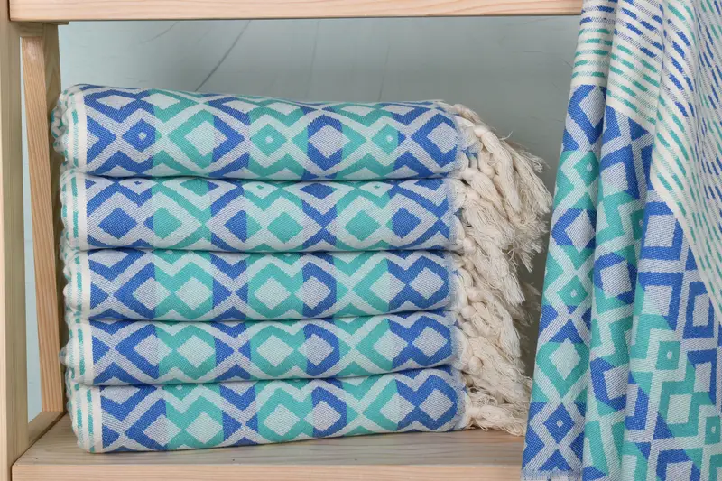 Organic cotton Turkish peshtemal towel, Quick-Dry Beach Towel, Travel towel, Home Decor Towel, 70x40 Cotton Diamond Towel, Absorbent Turkish towel - 2