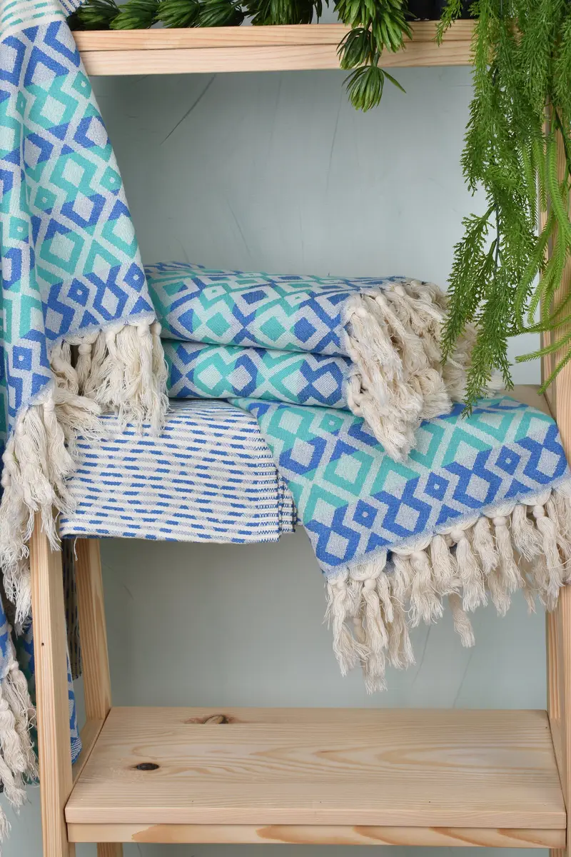 Organic cotton Turkish peshtemal towel, Quick-Dry Beach Towel, Travel towel, Home Decor Towel, 70x40 Cotton Diamond Towel, Absorbent Turkish towel - 7