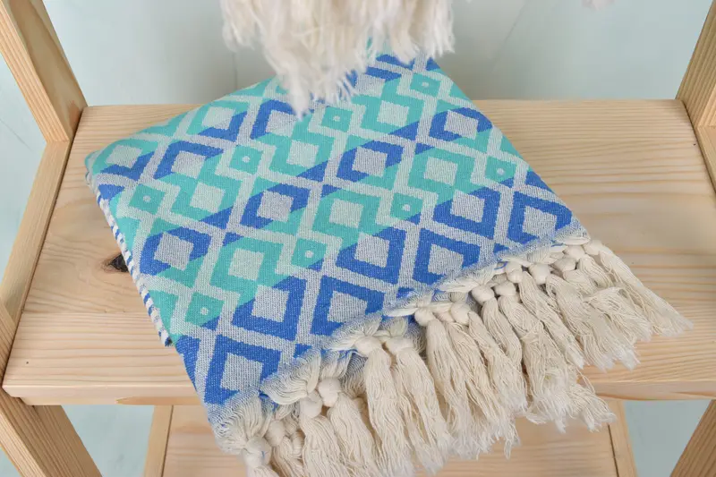 Organic cotton Turkish peshtemal towel, Quick-Dry Beach Towel, Travel towel, Home Decor Towel, 70x40 Cotton Diamond Towel, Absorbent Turkish towel - 6