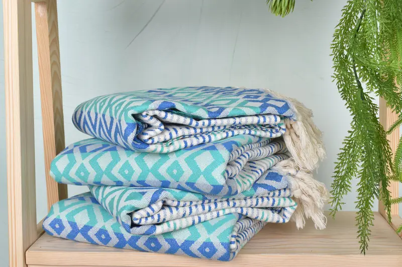 Organic cotton Turkish peshtemal towel, Quick-Dry Beach Towel, Travel towel, Home Decor Towel, 70x40 Cotton Diamond Towel, Absorbent Turkish towel - 8
