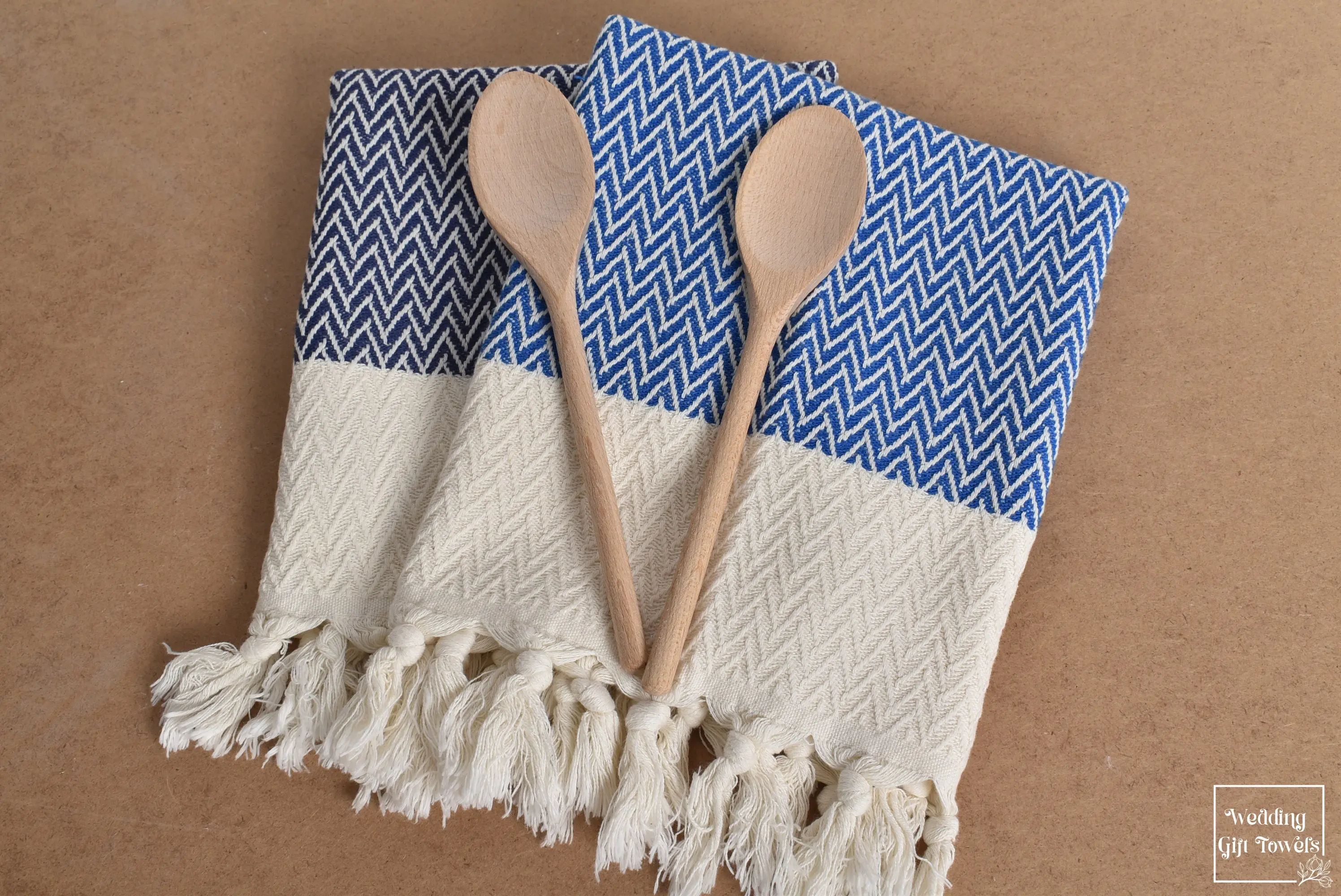 Handmade Turkish Cotton Zigzag Kitchen Towel Beige, 18x34 Inches - 1