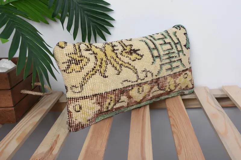 Armchair Pillow Cover, Cushion Case, 8x16 Beige Pillow Cover, Chair Cushion, Vintage Kilim Throw Pillow, Boho Pillow, Interior Designer Pillow - 5