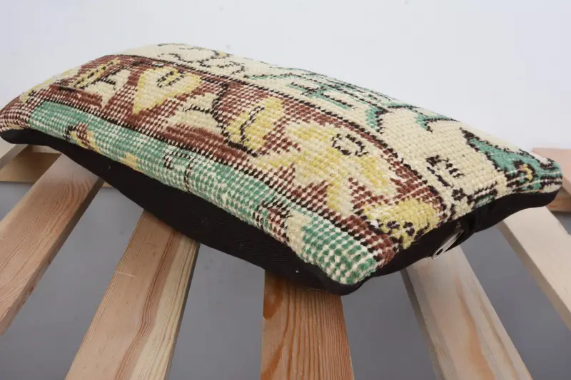 Armchair Pillow Cover, Cushion Case, 8x16 Beige Pillow Cover, Chair Cushion, Vintage Kilim Throw Pillow, Boho Pillow, Interior Designer Pillow - 6
