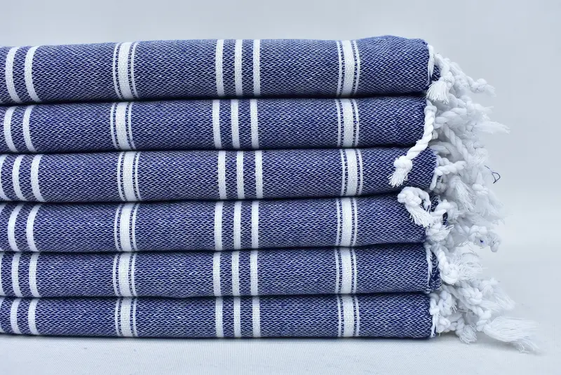Travel Towel Turkish Hand Towel Monogram Blue Navy Striped, 40x24 Inches