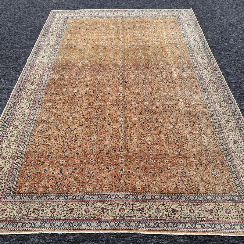 Alfombra Vibrante Naranja y Azul, 0,6x9,7 ft Diseño Botánico