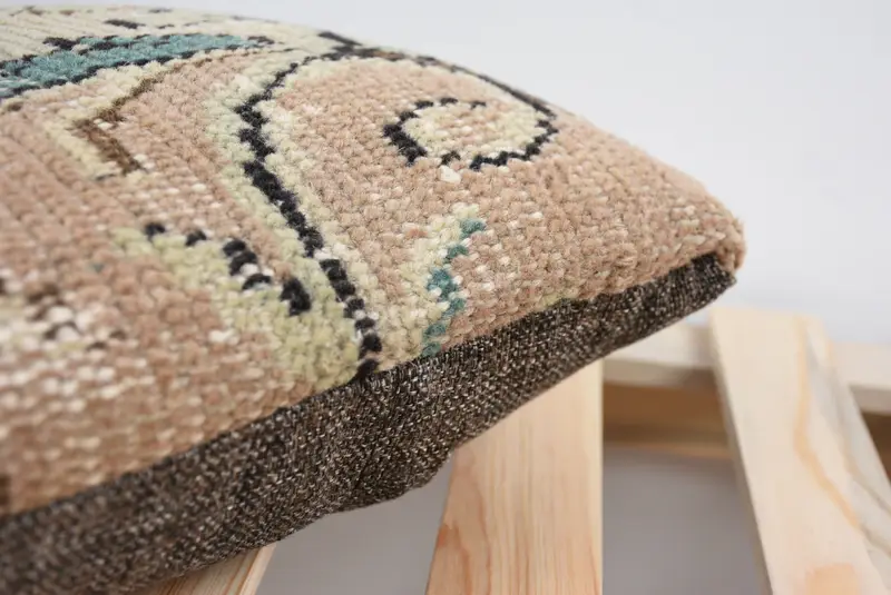 Kilim Cushion Sham, Pillow, Vintage Pillow, Turkish Pillow, 12x12 Beige Pillow Cover, Pattern Throw Pillow Sham, Decorative Pillow Case - 7