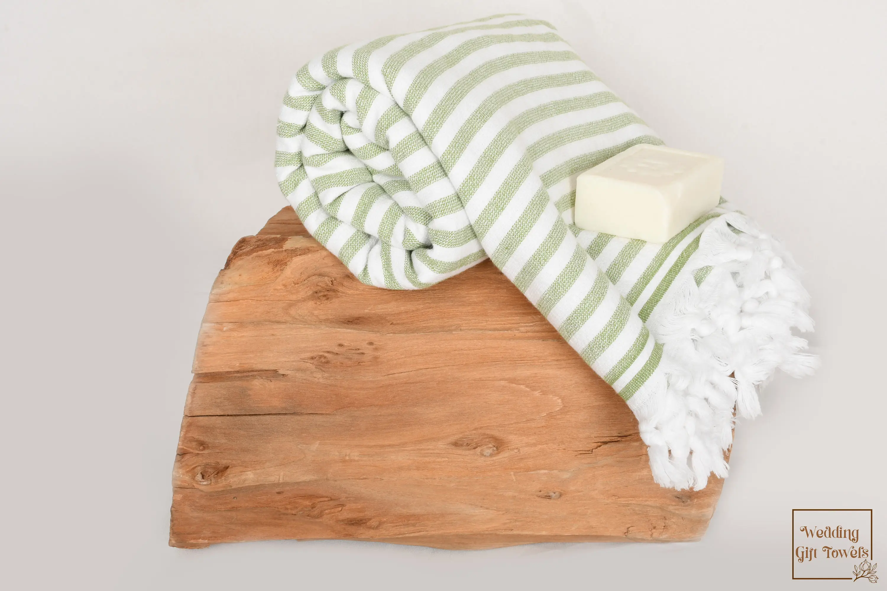 Bridesmaid Gift Striped Cotton Towel Beige, 70x36 Inches - 1