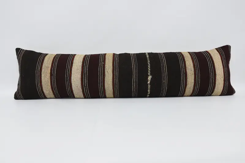 Handmade Kilim Cushion, Throw Kilim Pillow, Turkish Kilim Pillow, Decorative Bolster Pillow Sham, Cushion Cover, 16x16 Brown Pillow Sham - 1