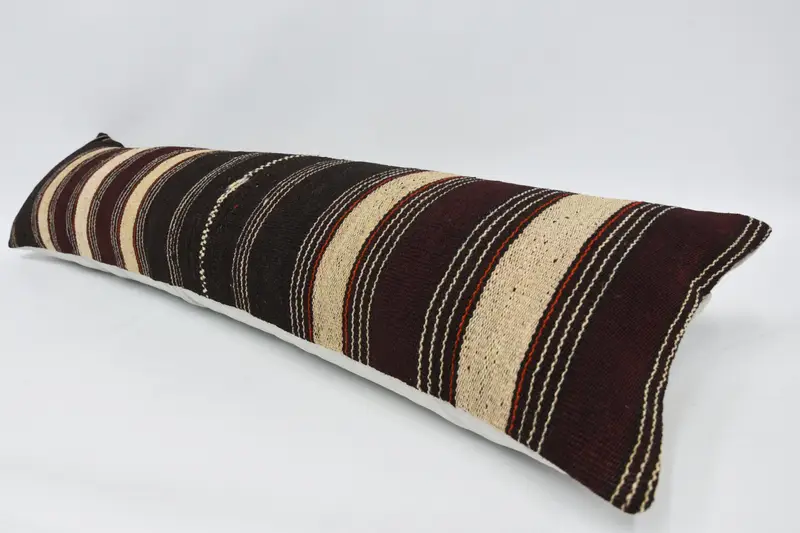 Handmade Kilim Cushion, Throw Kilim Pillow, Turkish Kilim Pillow, Decorative Bolster Pillow Sham, Cushion Cover, 16x16 Brown Pillow Sham - 5