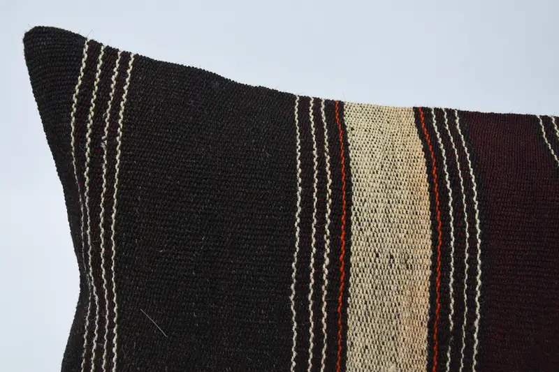 Handmade Kilim Cushion, Throw Kilim Pillow, Turkish Kilim Pillow, Decorative Bolster Pillow Sham, Cushion Cover, 16x16 Brown Pillow Sham - 2