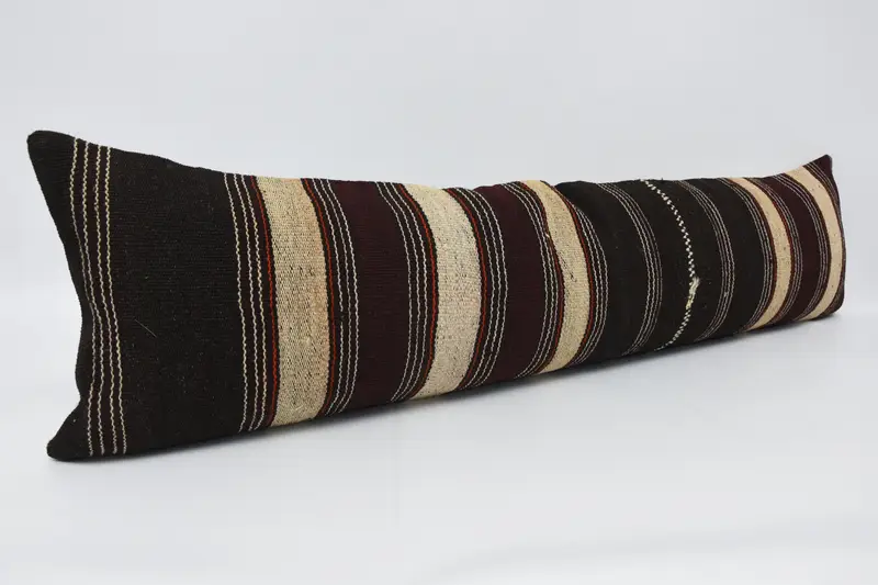 Handmade Kilim Cushion, Throw Kilim Pillow, Turkish Kilim Pillow, Decorative Bolster Pillow Sham, Cushion Cover, 16x16 Brown Pillow Sham - 3