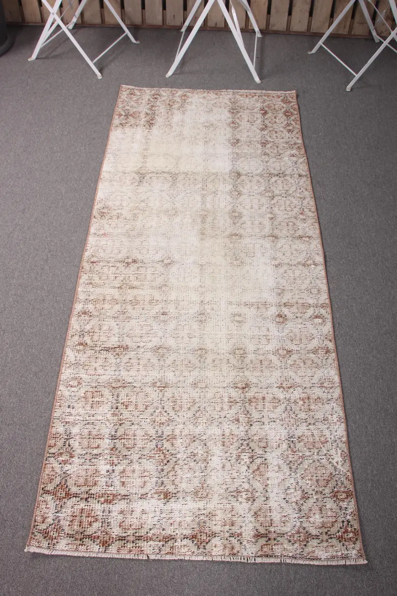 Beige & Brown Geometric Rug, 2.7x6.3 ft Chic Decor