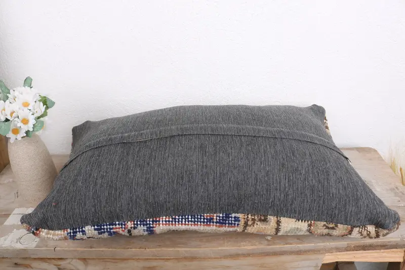 Cushion, Handmade Kilim Cushion, Sofa Pillow Cover, Kilim Pillow, Kilim Cushion Sham, Yoga Pillow Cover, 12x20 Blue Cushion Case - 7