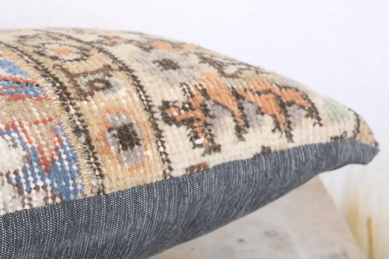 Cushion, Handmade Kilim Cushion, Sofa Pillow Cover, Kilim Pillow, Kilim Cushion Sham, Yoga Pillow Cover, 12x20 Blue Cushion Case - 6