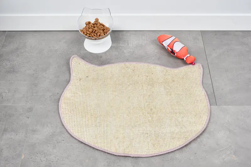 Böhmisches rundes Tischset aus Wolle, beige traditionelle Esszimmermatte