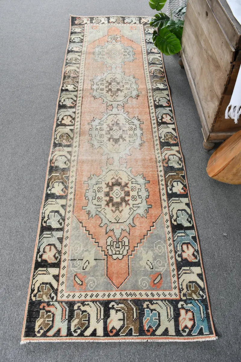 Handmade Orange Ombré Rug, 2.2x0.8 ft Chic Decor