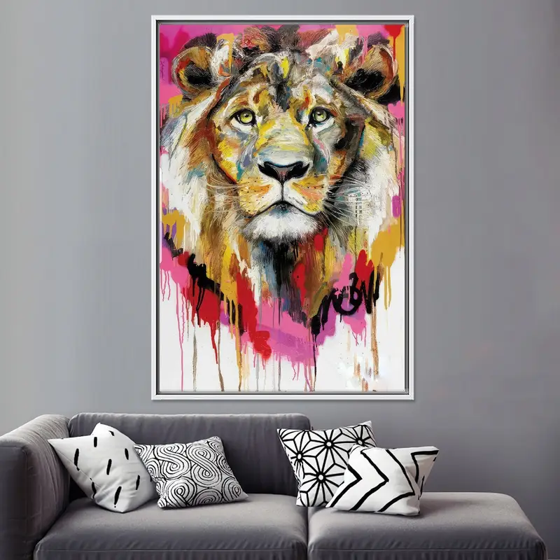 Impresión de lienzo colorido moderno abstracto del Rey León - Decoración vibrante
