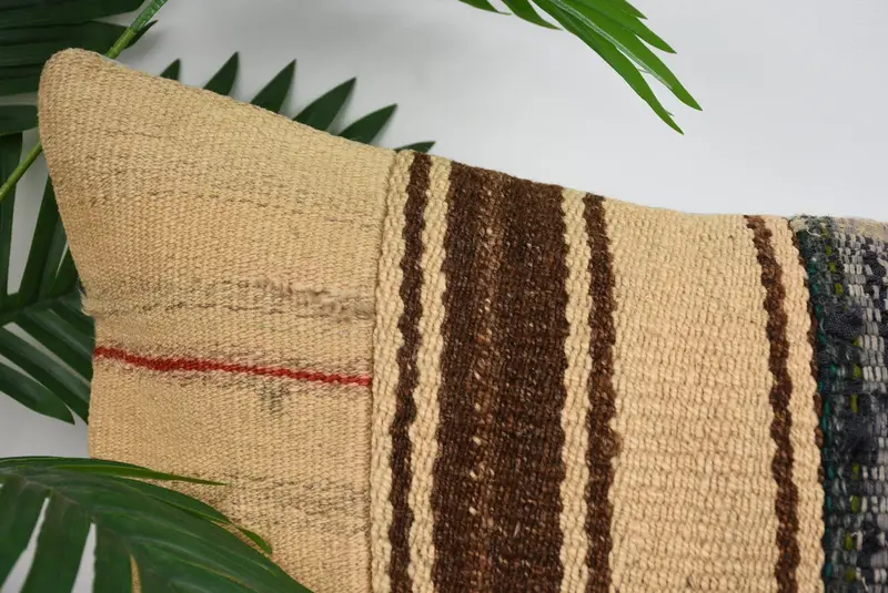 Sustainable Pillow, Boho Pillow, Pillow, Kilim Pillow Cover, 16x48 Beige Pillow Case, Vintage Throw Cushion Cover, Turkish Kilim Pillow - 2