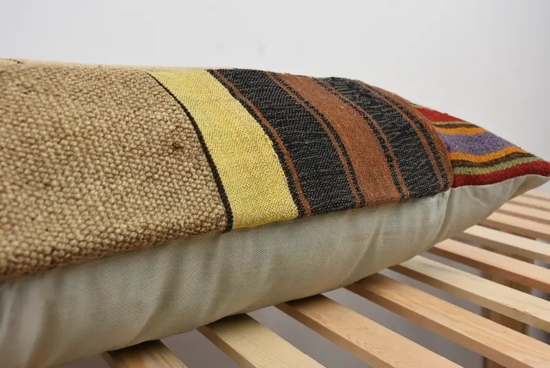 Sustainable Pillow, Boho Pillow, Pillow, Kilim Pillow Cover, 16x48 Beige Pillow Case, Vintage Throw Cushion Cover, Turkish Kilim Pillow - 8
