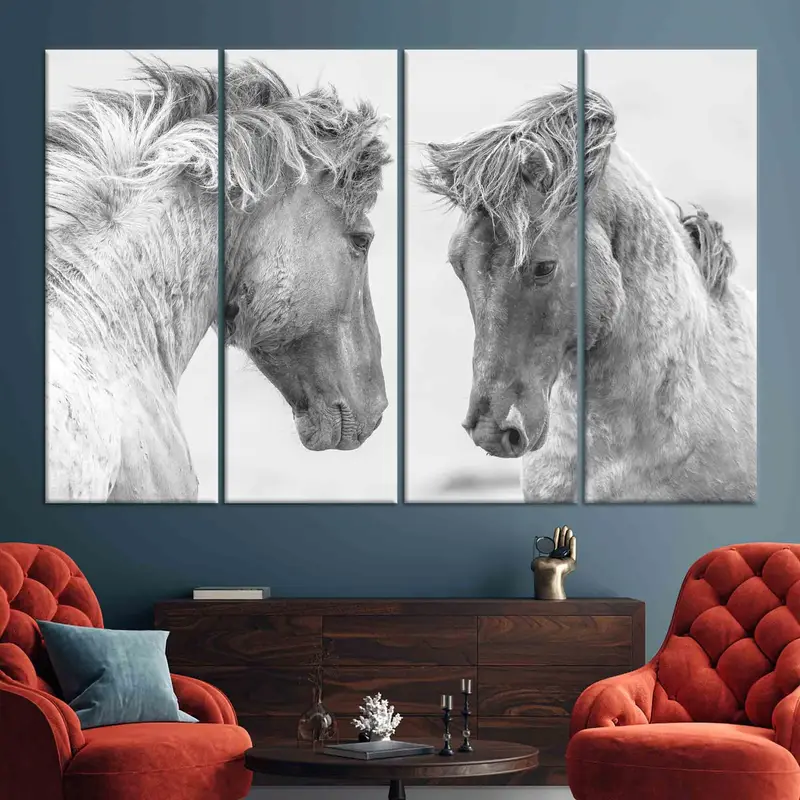 Trendige Farmhouse-Pferdeleinwand: Elegante Dekoration für Pferdeliebhaber