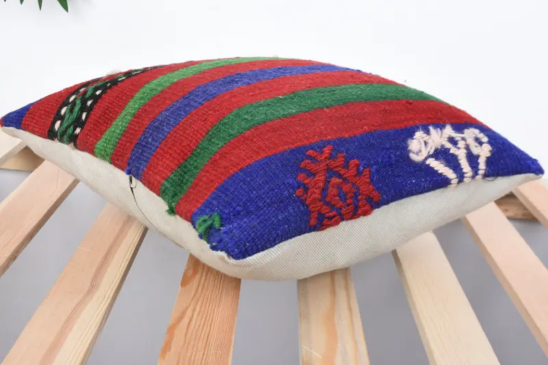 Boho Pillow Sham Cover, 14x14 Red Pillow, Pillow Cover, Home Decor Pillow, Vintage Kilim Throw Pillow, Pet Pillow Sham, Art Deco Pillow Sham - 6