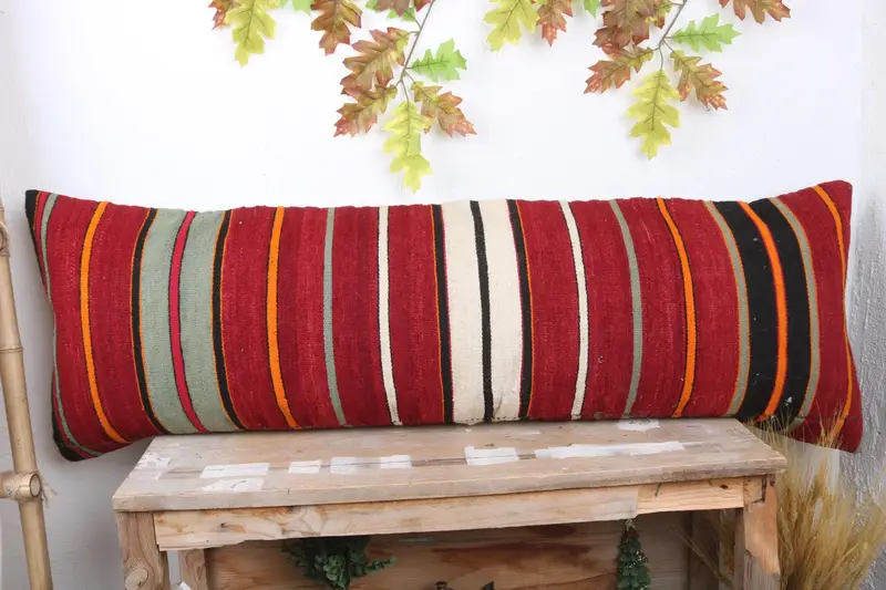 Boho Pillow, Pet Pillow Sham, Nautical Throw Cushion Case, Pillow Cover, Pillow for Sofa, Home Decor Pillow, 16x48 Red Pillow Sham, Car Pillow Case - 2