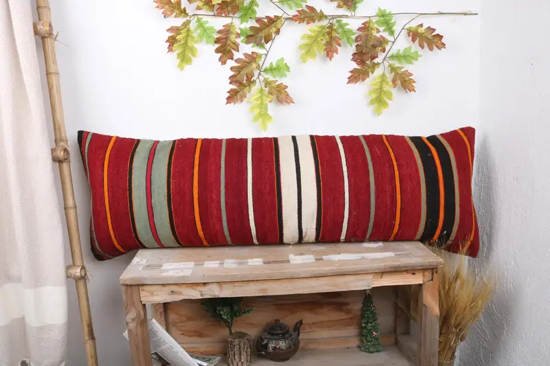 Boho Pillow, Pet Pillow Sham, Nautical Throw Cushion Case, Pillow Cover, Pillow for Sofa, Home Decor Pillow, 16x48 Red Pillow Sham, Car Pillow Case - 1