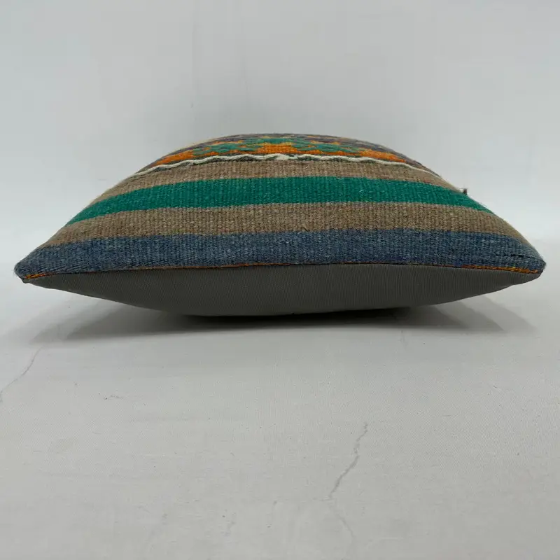 Cushion Case, Throw Kilim Pillow, Turkish Pillow, Ethnic Pillow Cover Cushion Cover, 16x16 Green Pillow Cover, Kilim Pillow Cover, Authentic Cushion - 5