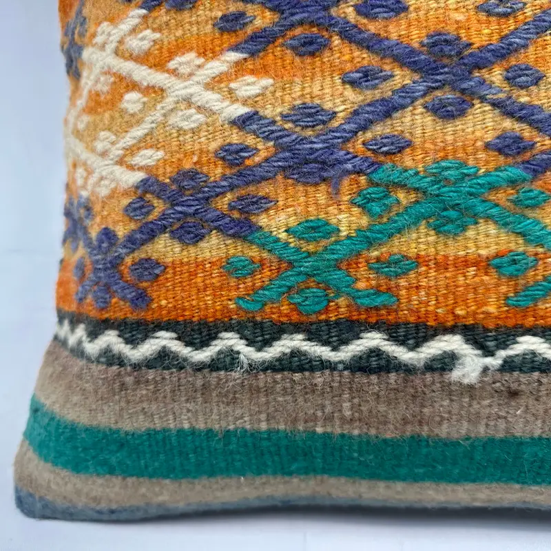 Cushion Case, Throw Kilim Pillow, Turkish Pillow, Ethnic Pillow Cover Cushion Cover, 16x16 Green Pillow Cover, Kilim Pillow Cover, Authentic Cushion - 4