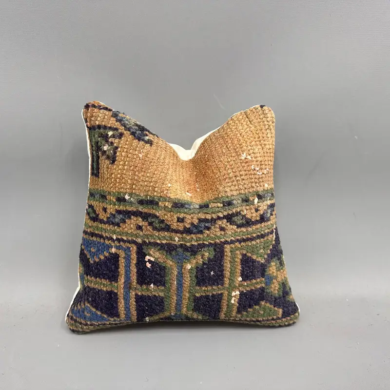 Vintage Kilim Pillow, Pillow for Couch, Vintage Kilim Throw Pillow, Vintage Throw Cushion Case, 12x12 Blue Cushion, Pillow Case, Indoor Pillow - 1