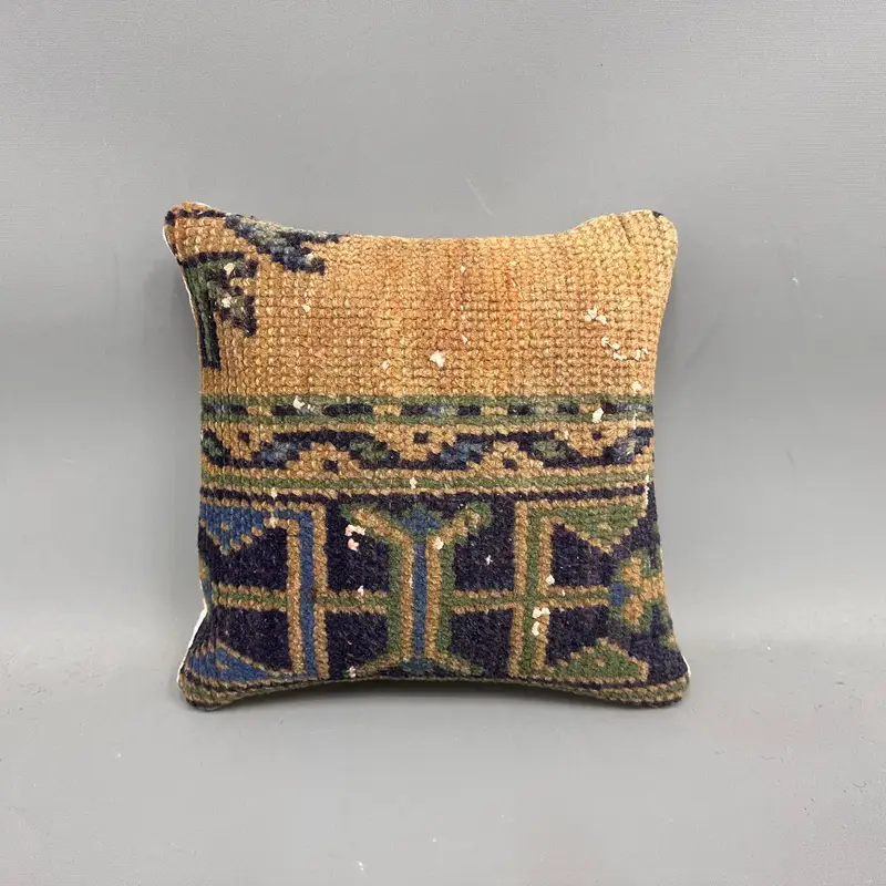 Vintage Kilim Pillow, Pillow for Couch, Vintage Kilim Throw Pillow, Vintage Throw Cushion Case, 12x12 Blue Cushion, Pillow Case, Indoor Pillow - 4