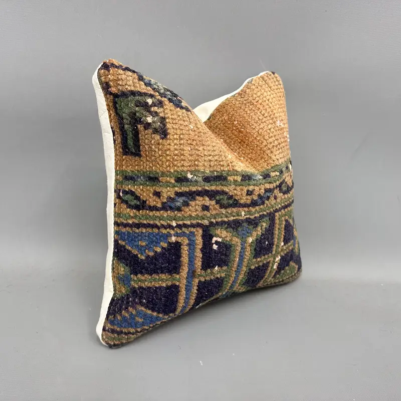 Vintage Kilim Pillow, Pillow for Couch, Vintage Kilim Throw Pillow, Vintage Throw Cushion Case, 12x12 Blue Cushion, Pillow Case, Indoor Pillow - 2