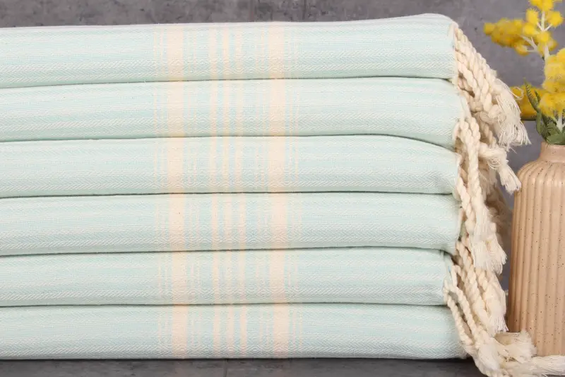 Mint Cotton Tea Towel Turkish Towel Bath, Beige, 18x40 Inches