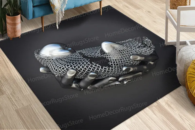 Eleganter silberner, abstrakter Baby-Teppich mit 3D-Effekt